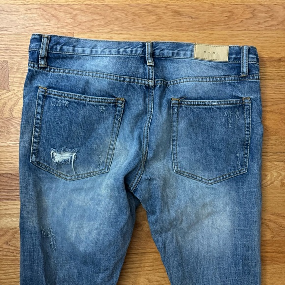 MNML Skinny Fit Heavily Distressed Zip Ankle Jeans 100% Cotton - Picture 6 of 7